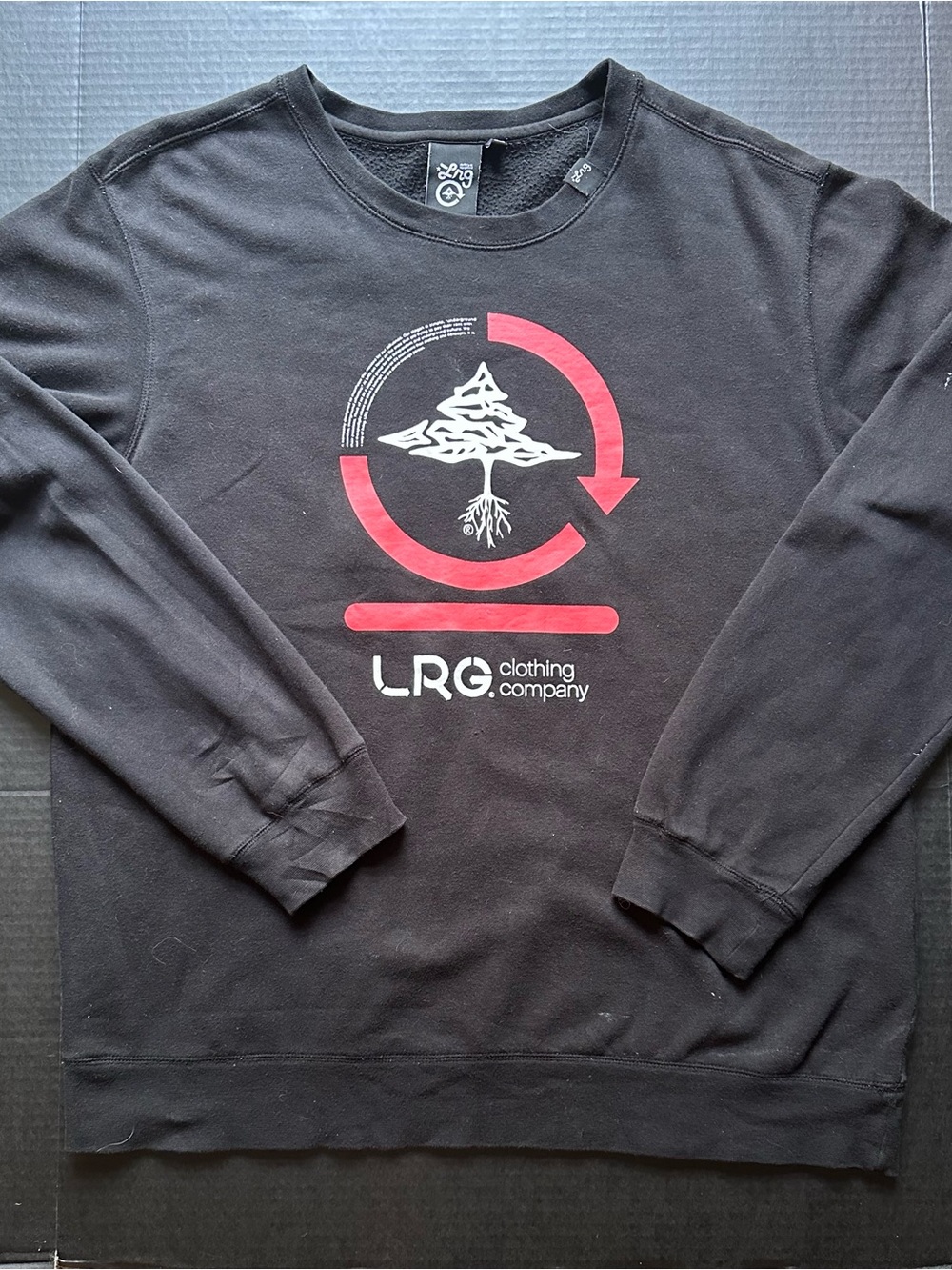 LRG Black Crewneck Sweatshirt with Red Logo Graphic